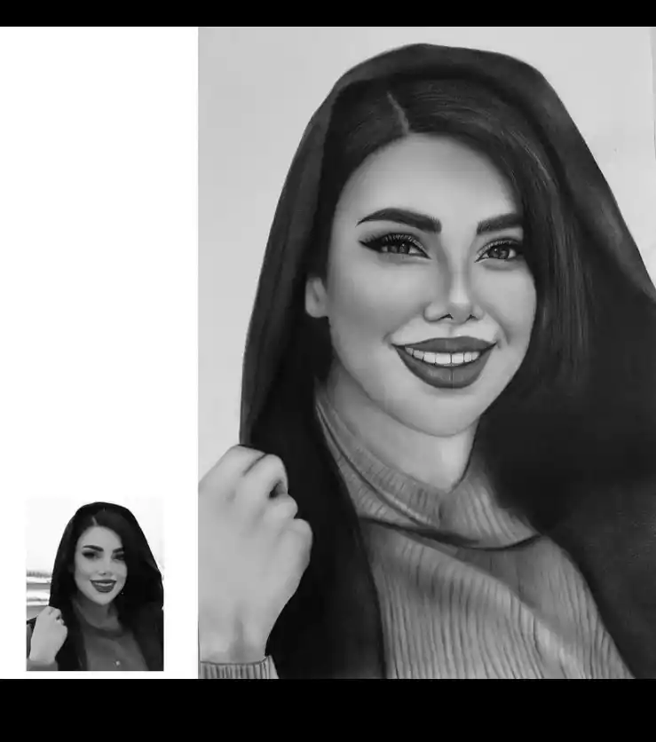 نقاشی طراحی چهره سیاه قلم